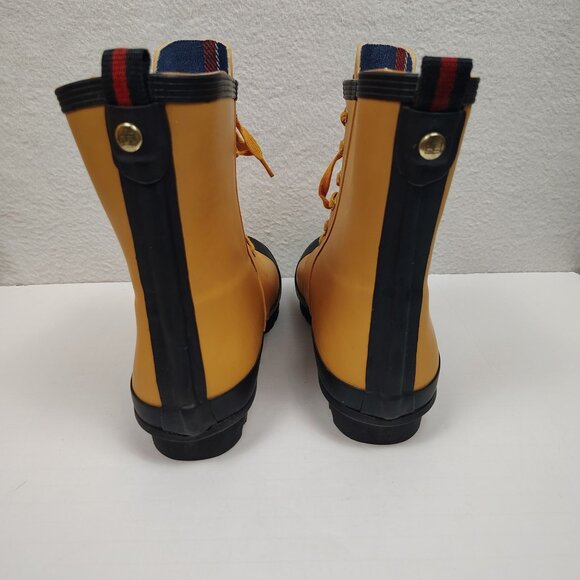 Tommy Hilfiger Renegade Rain Boots Womens 10 Yellow Blue Lace Up - Picture 2 of 10